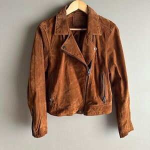 Blank NYC Suede Moto Jacket - Rust Brown